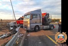 На трассе М-4 погиб водитель, сбивший три эвакуатора в смертельном ДТП на М-4 "Дон" погиб водитель грузовика "Вольво" // фото: скриншот видео областной госавтоинспекции