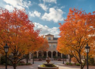 За название нового сквера в Кировском районе можно проголосовать сквер с кленами // фото: leonardo.ai