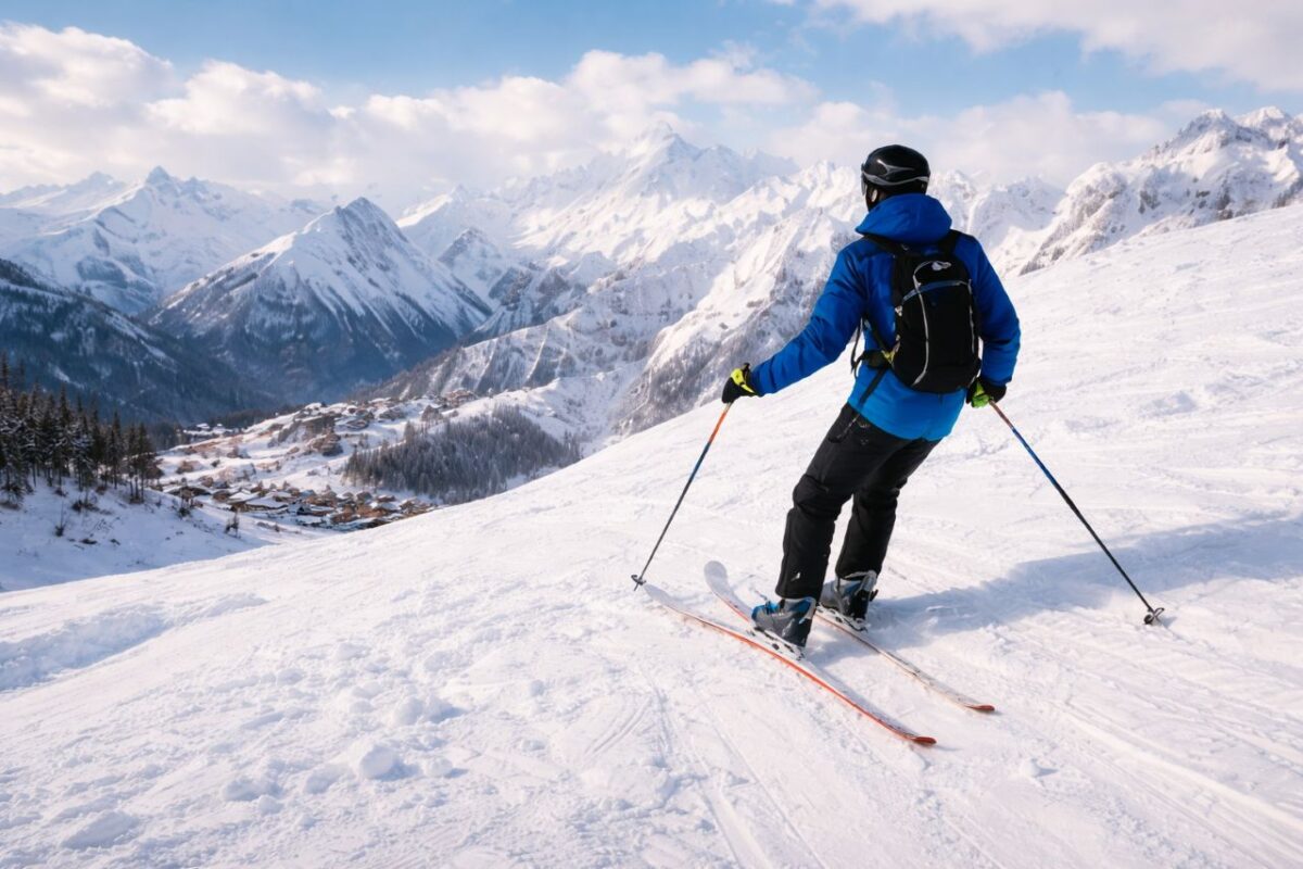 Лыжник на вершине Кавказа //Иллюстрация ChatGPT