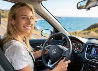 Туристы стали чаще приезжать на Юг России в межсезонье и тратить на 50% больше Девушка за рулем автомобиля путешествует //Фото сгенерировано нейросетью Kandinsky