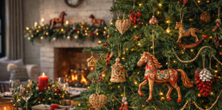 Дизайнер ЮФУ раскрыла секреты новогоднего оформления дома в преддверии года Огненной Лошади Традиционная новогодняя ёлка с украшениями //Иллюстрация ChatGPT