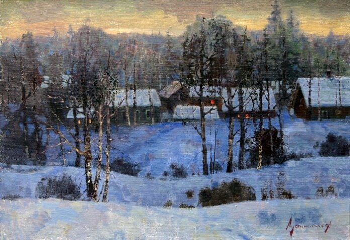 зима цвет синий